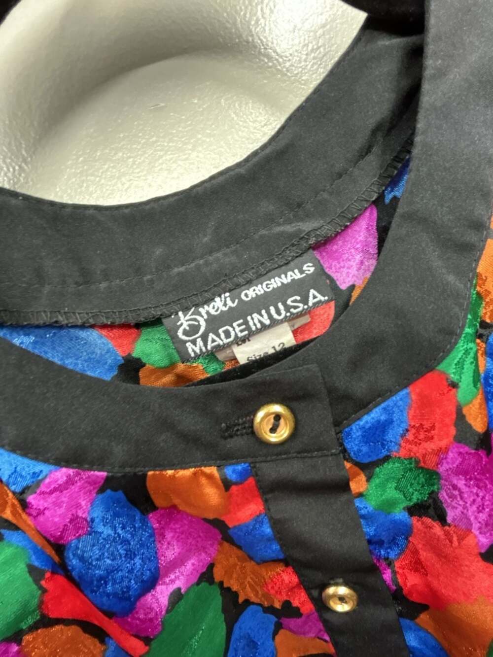 Vintage Breli Originals, Multi-Color Floral Button-Front Dress, 12, USA Made - Picture 2 of 12